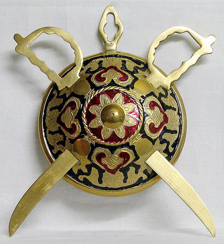 Swords And Shield Brass Wall Hanging