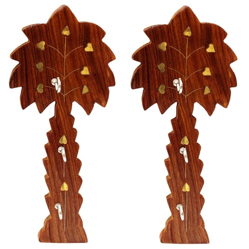 Desi Karigar Handmade Wooden Key Hanger Holder Wall Décor - Set of 2