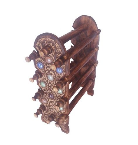 Handmade Desi Karigar Wooden Bangle Stand/Antique Look Wooden Bangle Holder