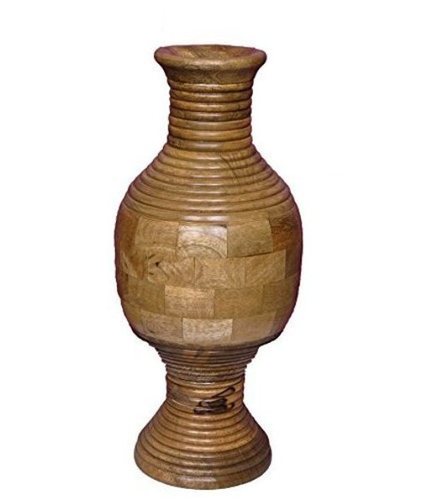 Polishing Desi Karigar Wooden Hand Carving Flower Vase/Flower Pot
