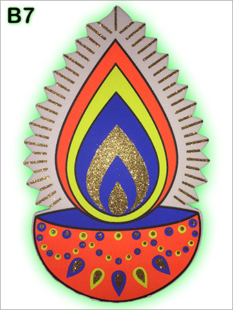 Decorative Items - Cardboard Wall Decor, 10x15 cm, Orange with Glitter Finish | Perfect for Diwali or Home Decoration, Individual Box Packaging