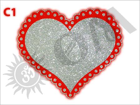 Fabric Heart Decorative Item - Embroidered Finish Vibrant Red Color | Stylish Heart-Shaped Embellishment