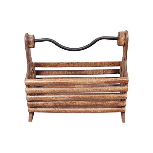 Desi Karigar Wooden Magazine Holder With Adjustable Handle Size(LxBxH-15x9.5x15) Inch