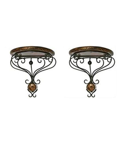 Desi Karigar Wrought Iron Handmade Wall Shelves Pack of 2