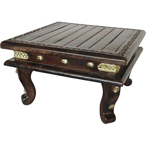 Desi Karigar Wooden Stool / Chowki For Home Decor Size (LxBxH-9x9x8.5) Inch