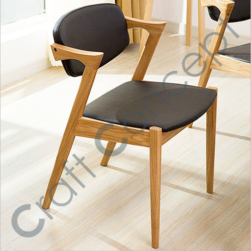 Wooden Chair With Black Leather Seat No Assembly Required