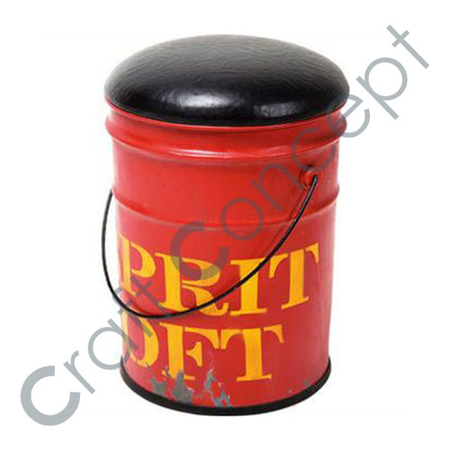 Red Bucket Stool With Leather Seat No Assembly Required