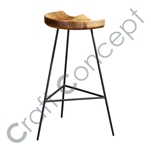 Iron Bar Stool - Durable Iron Frame with Comfortable Wooden Seat | Contemporary Design Eco-Friendly No Assembly Required Ideal for Bars and Hotels