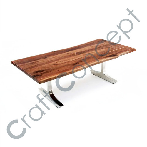 Log Dining Table - Solid Wood and Iron Legs | Modern Design Eco-Friendly No Assembly Required