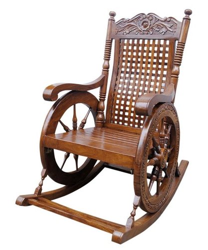 Desi Karigar Grandpa Rocking Chair Hand Caved (Brown, 43 X 24 X 37