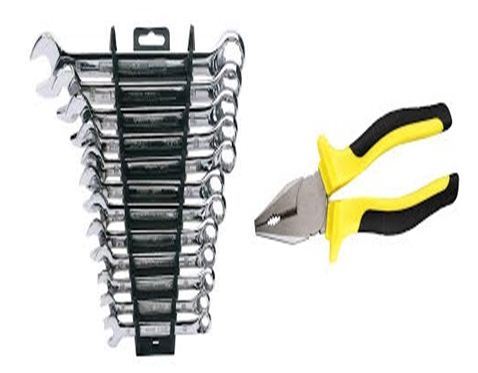 Plier and Spanner Combo - Steel Build 1 Combination Plier 8 Spanners (6mm to 22mm) | Versatile Tool Type for Efficient Work