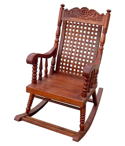 Desi Karigar Hand Carved Rocking Chair Matte Finish