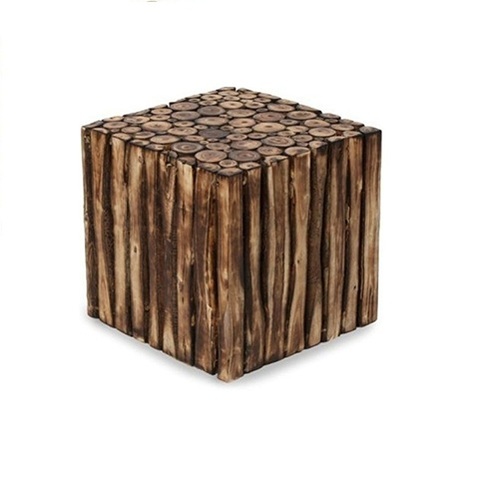 Desi Karigar Natural Wood Bar & Seating Stool 12x12 Inches
