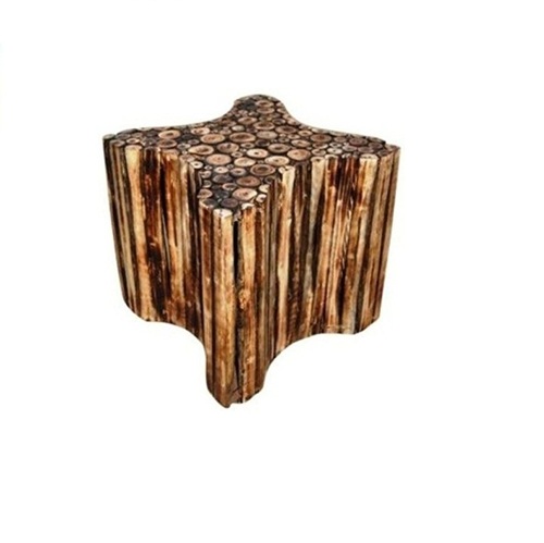 Desi Karigar Natural Wood Bar & Seating Stool 12x12 Inches