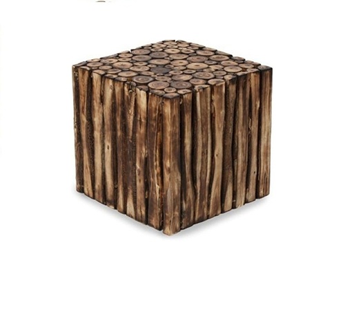 Desi Karigar Natural Wooden Bar & Seating Stool 16x16 Inches