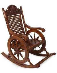 Desi Karigar Grandpa Rocking Chair Hand Caved (Brown, 43 X 24 X 37)
