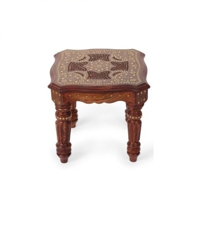 Desi Karigar Sheesham Wood Brass Inlay Solid Wood Foldable Coffee Table 21x21x18 LxBxH Inches