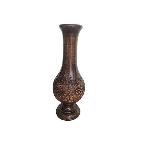 Desi Karigar Wood Hand Made Brown Vase/Flower Pot