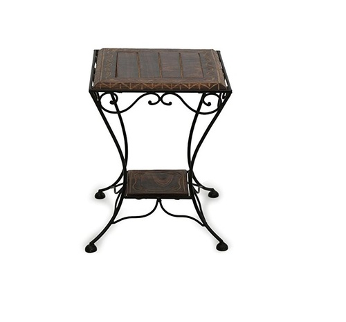 Desi Karigar Wooden & Wrought Iron Stool/Chair By DESI KARIGAR