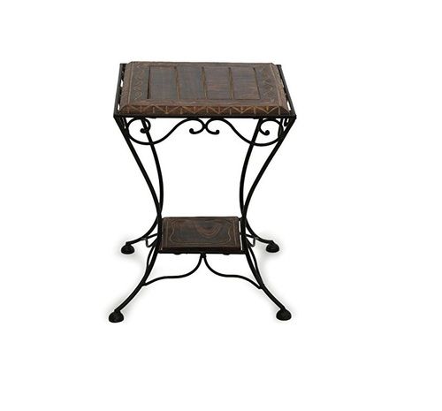 Desi Karigar Wooden & Wrought Iron Stool/Chair