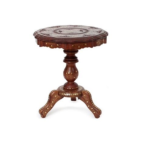 Desi Karigar Wooden Foldable Table With Brass Inlay Handwork