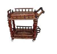 Desi Karigar Wooden Handcrafted Service Trolley
