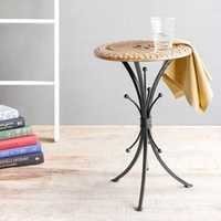 Desi Karigar End Table Walnut And Black