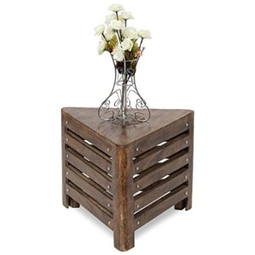 Desi Karigar Wooden Antique Triangle Shaped Stool/Chair Size(LxBxH-14x14x11) Inch