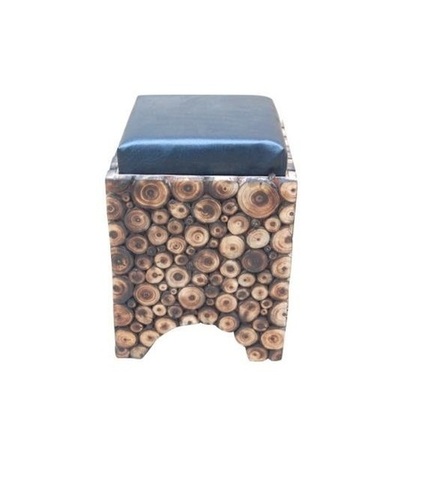 Desi Karigar Wooden Stool/Chair With Storage Made From Natural Wood Blocks