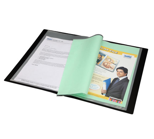 Display File - Polypropylene F/C Size, 20 Pockets, Blue/Black/Grey/Tango Yellow, Antistatic, Clear View, Durable