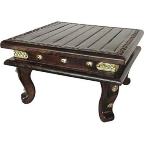 Desi Karigar Wooden Antique Round Shaped Coffee Table With 4 Stool Size(LxBxH-16x16x16) Inch