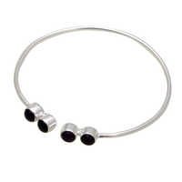 Black Onyx Sterling Silver Gemstone Adjustable Bracelet
