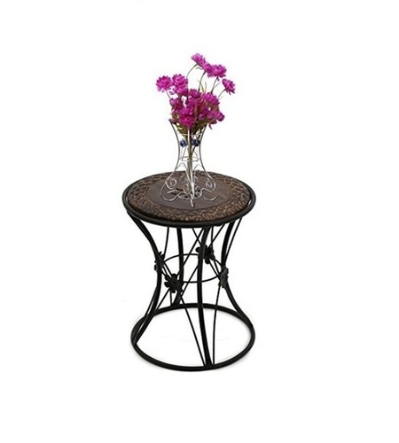 Desi Karigar Wooden & Wrought Iron Stool/Chair ( Black, 12 x 12 x 16 inch )