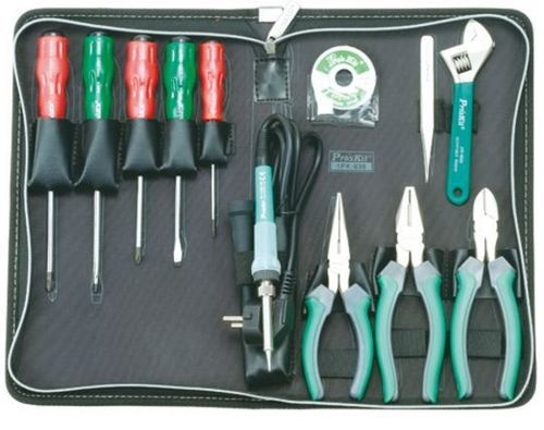 Electronic Tool Kit - 340x222.5x60 mm | Dual Color Pliers Adjustable Wrench Soldering Iron Fine Tip Tweezers Pro-Soft Screwdrivers Tool Bag