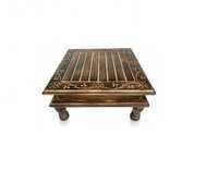 Desi Karigar Wooden Chowki Small ( Black, LXBXH: 12X12X7