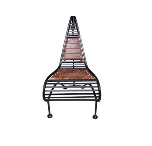 Desi Karigar Wooden And Wrought Iron Chair Classic Design (Brown)