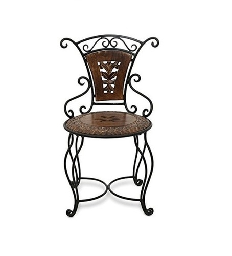 Desi Karigar Wooden & Iron Antique Design Chair Size(LxBxH-13x13x24) Inch