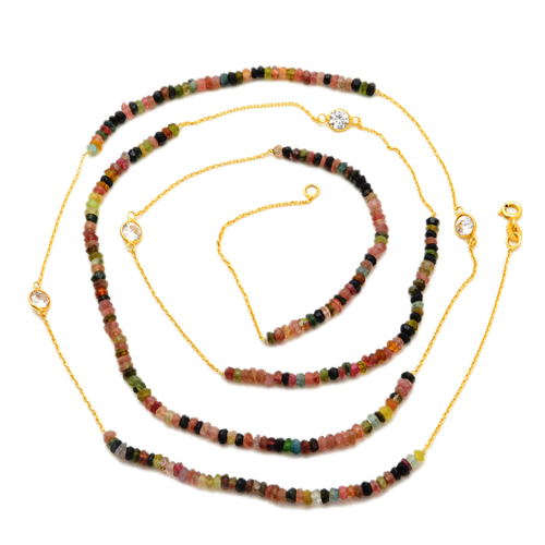 Same As Picture Gemstone Gold Plated Beads Necklace