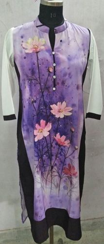 Purple Digital Print Long Lenth Kurti