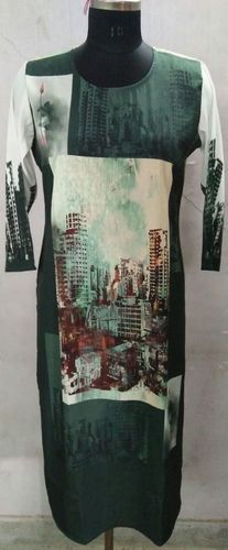 Bottle Green Build Morden Digitel Print Kurti