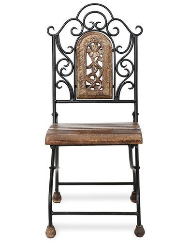 Desi Karigar Antique Child's Wood & Iron Chair With Handmade Design Size (Lxbxh-12x13x29) Inch