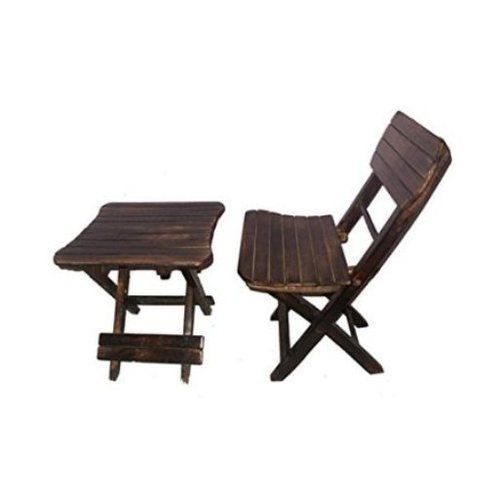 Desi Karigar Antique Child'S Wooden Folding Chair And Table Set