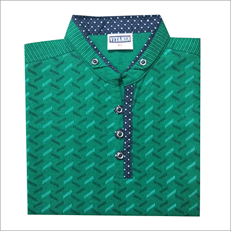 Cotton T-Shirt - Large, Medium, XL Sizes | Turquoise Polo Collar with Printed Design