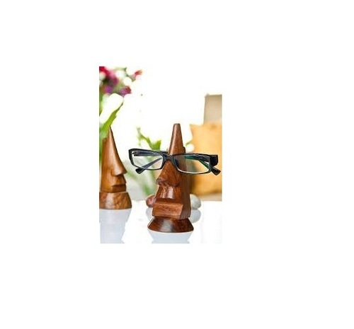 Desi Karigar Wooden Nose-Shaped Spectacles / Glasses Holder / Specs Stand (Brown)