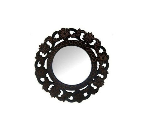 Desi Karigar Wooden MDF Decorative Hand Carved Wall Mirror