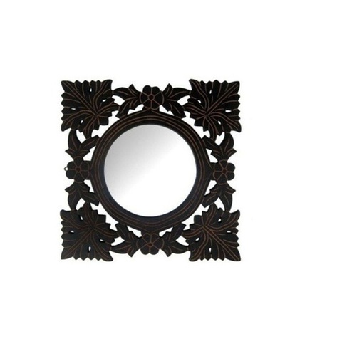 Desi Karigar Wooden MDF Decorative Hand Carved Wall Mirror