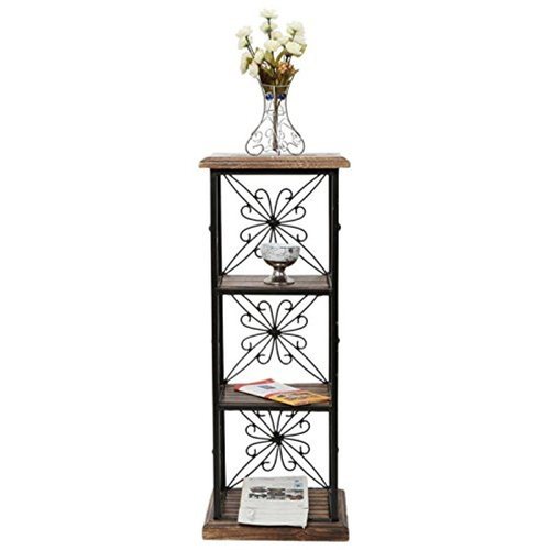 Desi Karigar Wood Shelf And Iron Book Shelf cum End table With 3 Shelves Size(LxBxH- 11.5x9.5x31) Inch