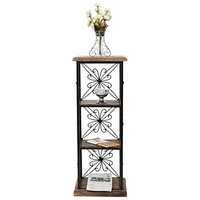 Desi Karigar Wood & Iron Book Shelf cum End table With 3 Shelves Size(LxBxH- 11.5x9.5x31) Inch