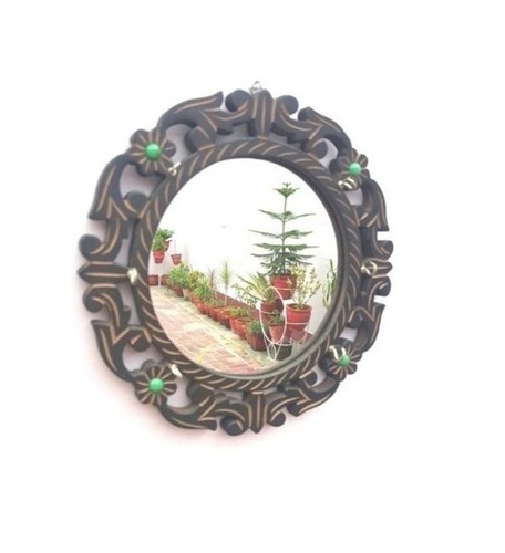 Desi Karigar Wooden Wall Decor Key Holder With a Mirror