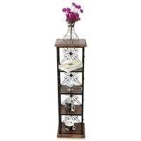 Desi Karigar Wood Shelf And Iron Book Shelf Cum End Table With 4 Shelves Size(lxbxh-11.5x9.5x40.5) Inch
